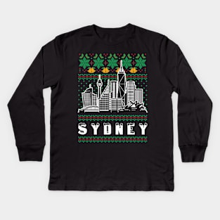 Sydney Australia Ugly Christmas Kids Long Sleeve T-Shirt